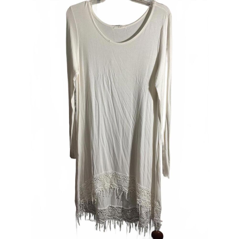 Mon Ami Charming Long Sleeve Layering Lace Hem Tunic Top Large
